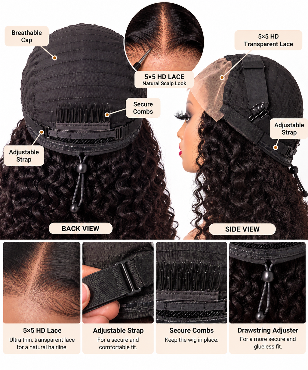 Yará Jerry Curly Glueless Wig | 20 Inch, Natural Black