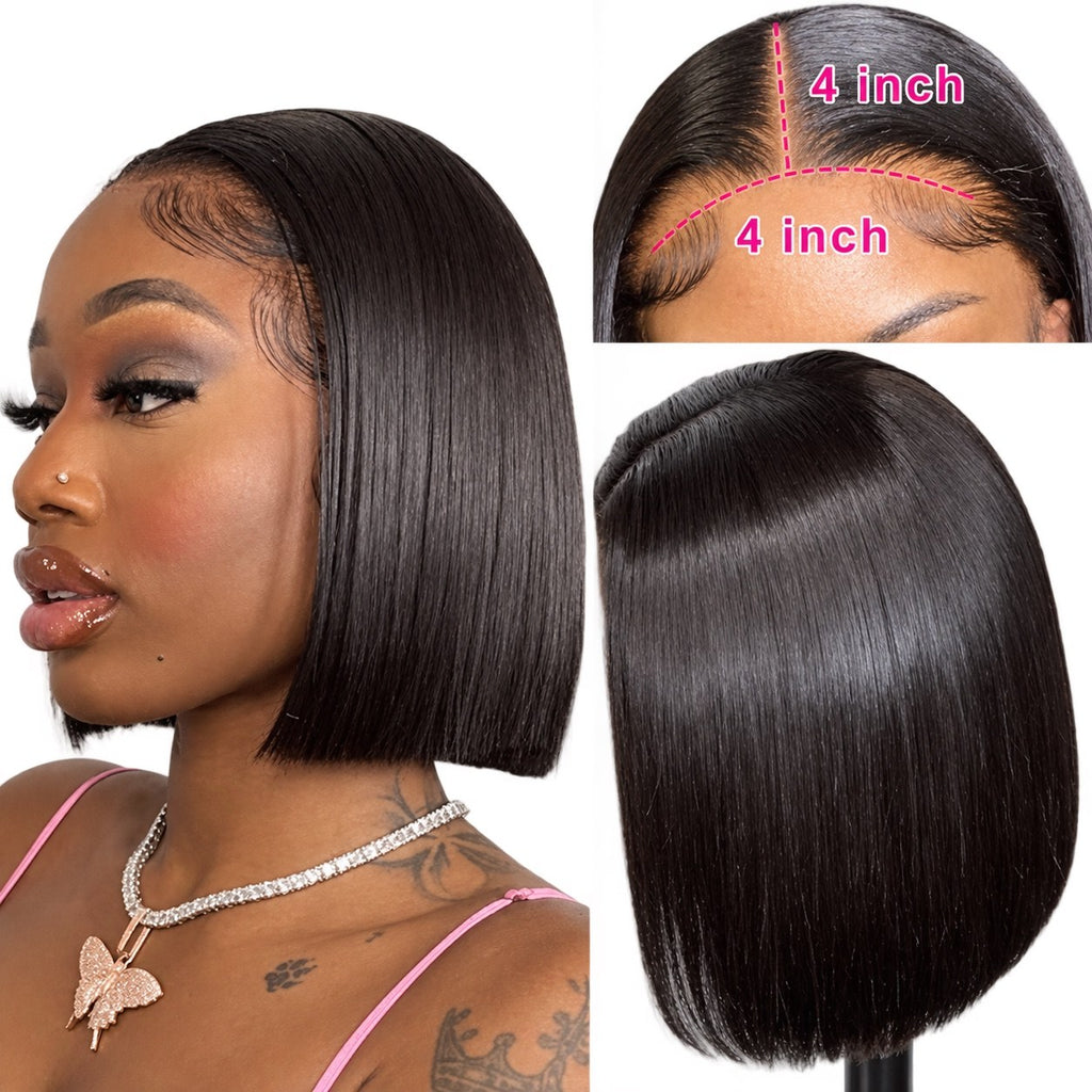 Bone Straight Bob 12 Inch mit 4x4 Lace Closure Detail