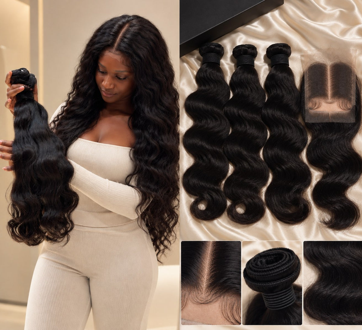 Yará Natural Wave Bundles mit 5x5 Closure, Styling-Inspiration und Set-Übersicht